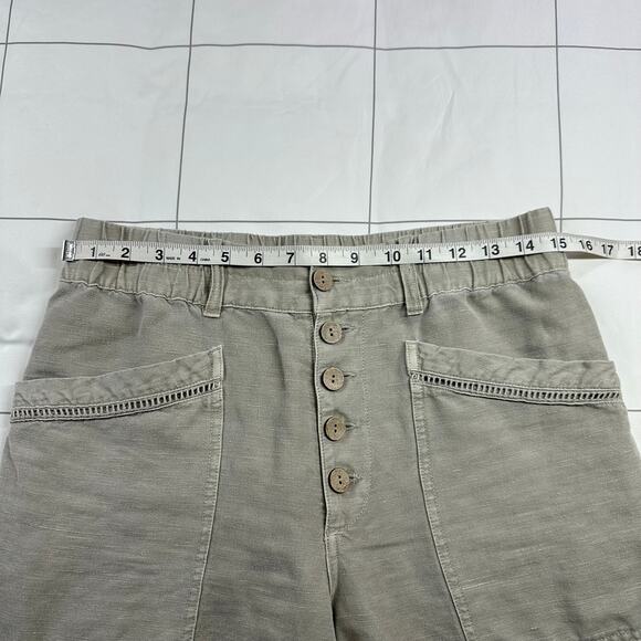 Sundance Pants Womens 6 Washed Gray Green Oceane Linen Blend Boho Button Fly - Picture 5 of 10